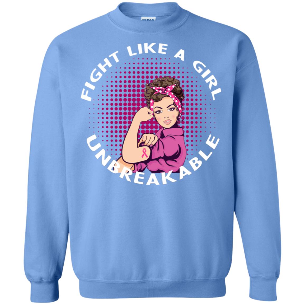 Fight Like A Girl Unbreakable Breast Awareness Shirt Carolina Blue
