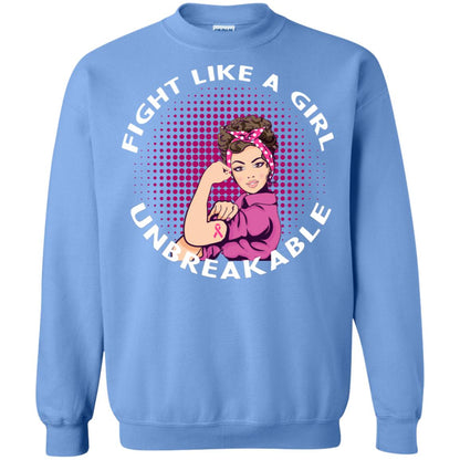 Fight Like A Girl Unbreakable Breast Awareness Shirt Carolina Blue