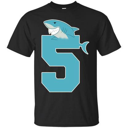 5th Birthday Shark Party Shirt Black
