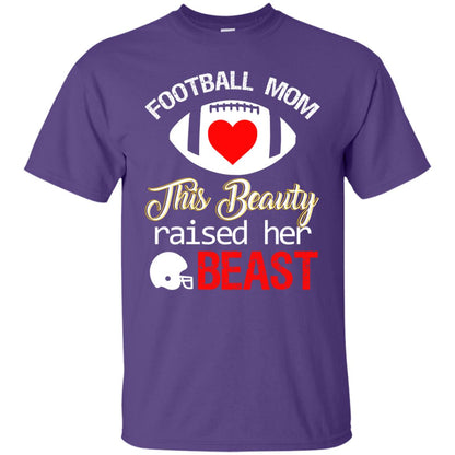 Football Mom This Beauty Rasied Her Beast Shirt Purple