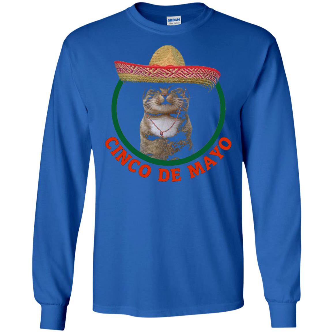 Cinco De Mayo Kitty Cat Funny Cute Meow Sombrero T-shirt Royal