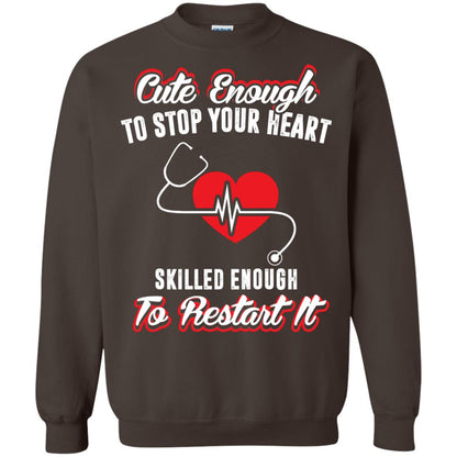 Cute Enough To Stop Your Heart Heart Disease T-shirt Dark Chocolate