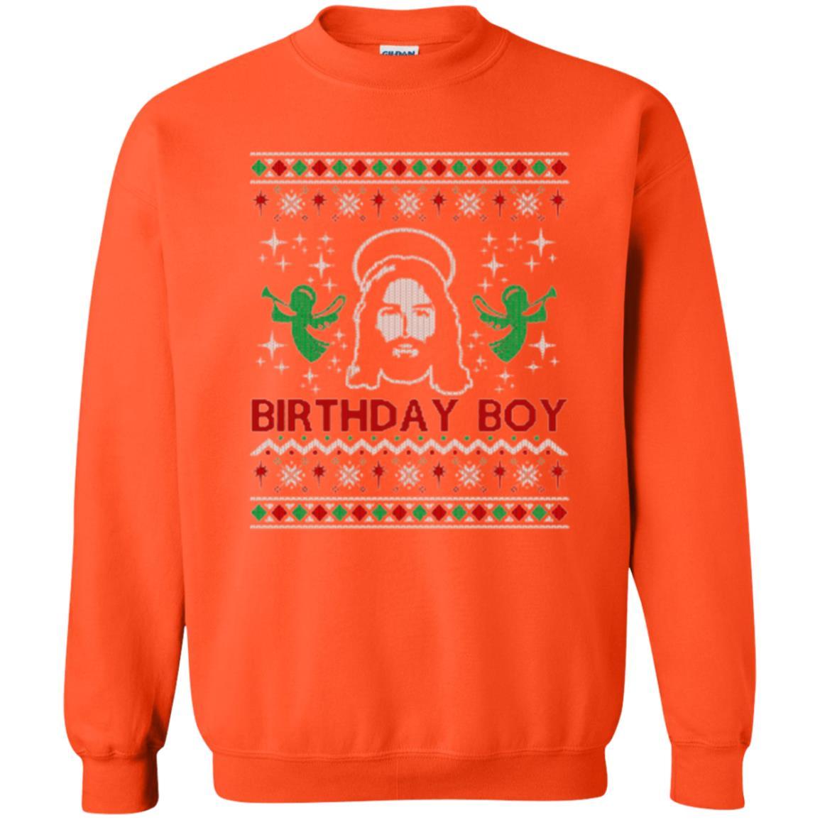 Christmas T-shirt Jesus Birthday Boy Ugly Christmas Sweater Orange