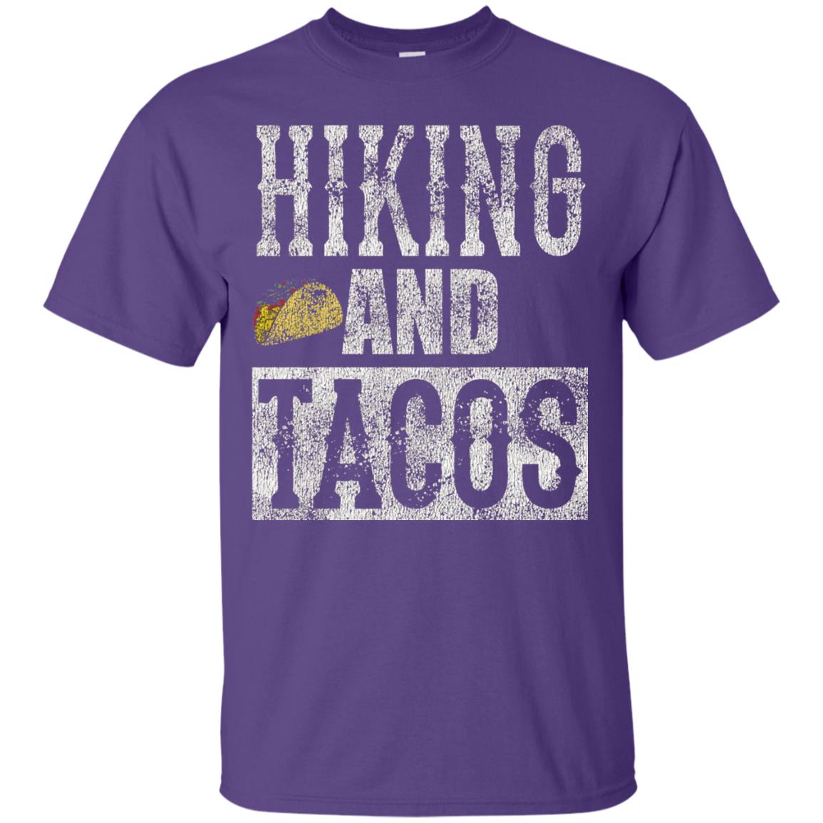 Hiking And Tacos Funny Taco Distressed T-shirt Purple