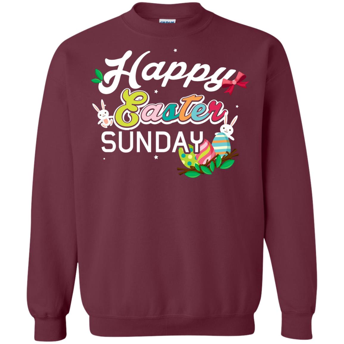 Christian T-shirt Happy Easter Sunday Maroon