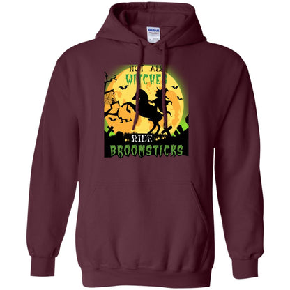 Not All Witches Ride Broomsticks Witches Ride A Horse Funny Halloween Shirt Maroon