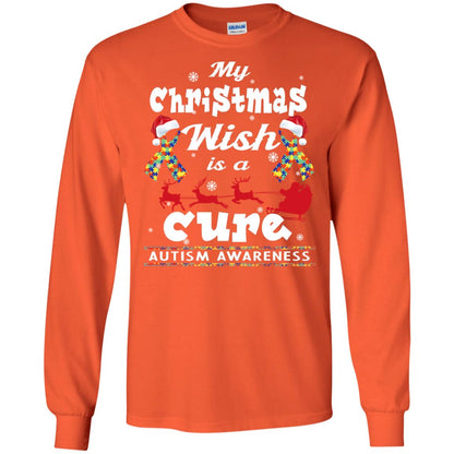 My Christmas Wish Is A Cure Autism Awareness X-mas Gift Shirt Orange