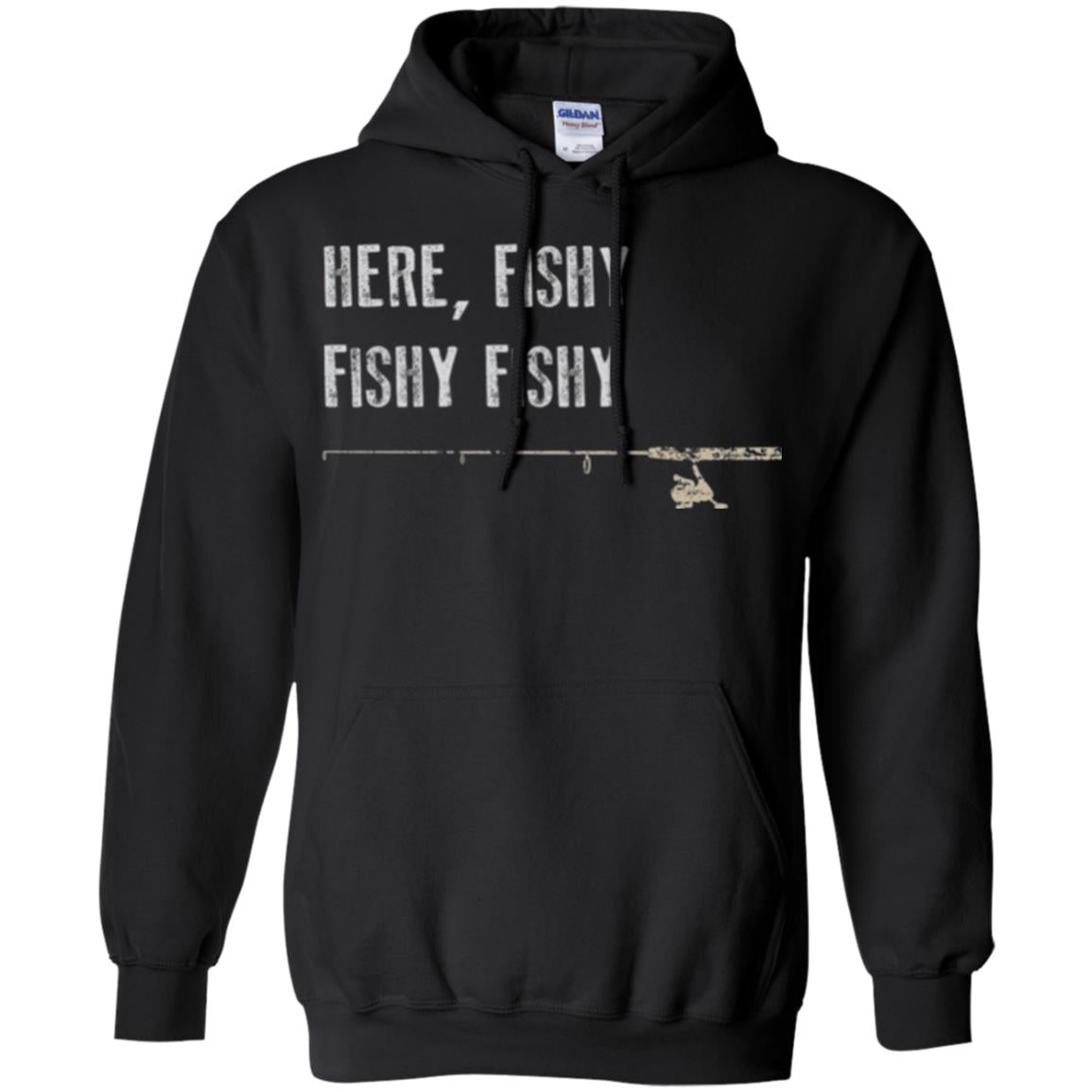 Fishing Lover T-shirt Here Fishy Fishy Black
