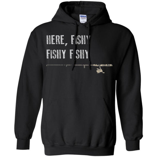 Fishing Lover T-shirt Here Fishy Fishy Black