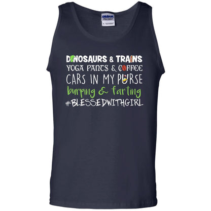 Dinosaurs And Trains Yoga Pants Coffee Cars In My Purse Buring Farting Mom Of Girls Shirt Navy
