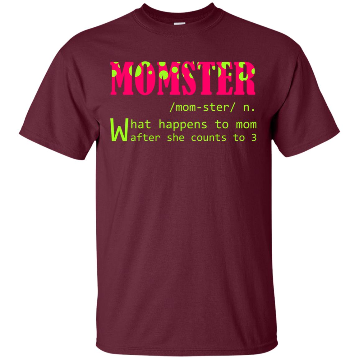 Momster What Happens To Mom After She Counts To 3 Shirt For Mom Maroon