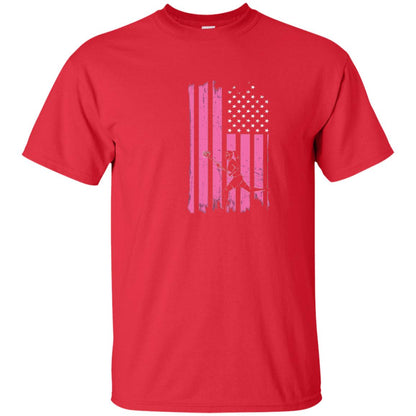 Girls Lacrosse Distressed American Flag Lacrosse Lover T-shirt Red