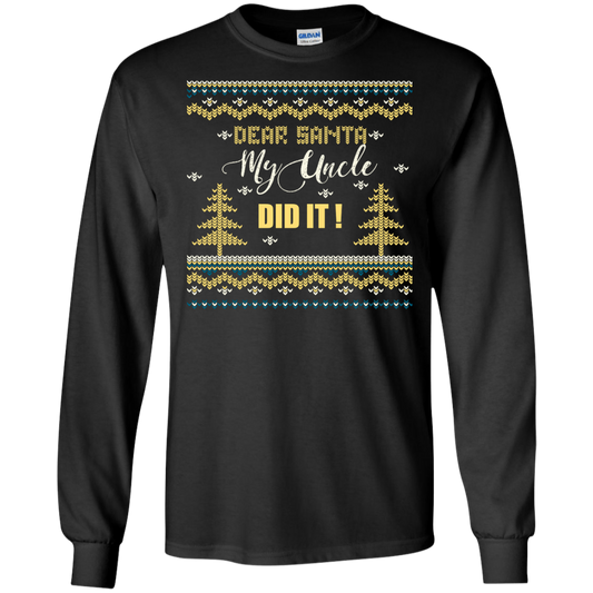 Christmas T-shirt Dear Santa My Uncle Did It Black
