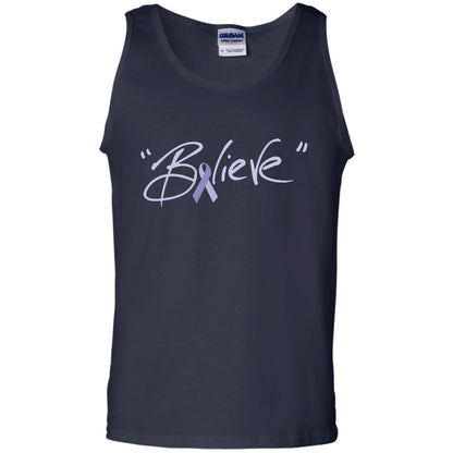 Esophageal And Stomach Cancer Awareness Shirt Periwinkle Blue Ribbon Believe Navy