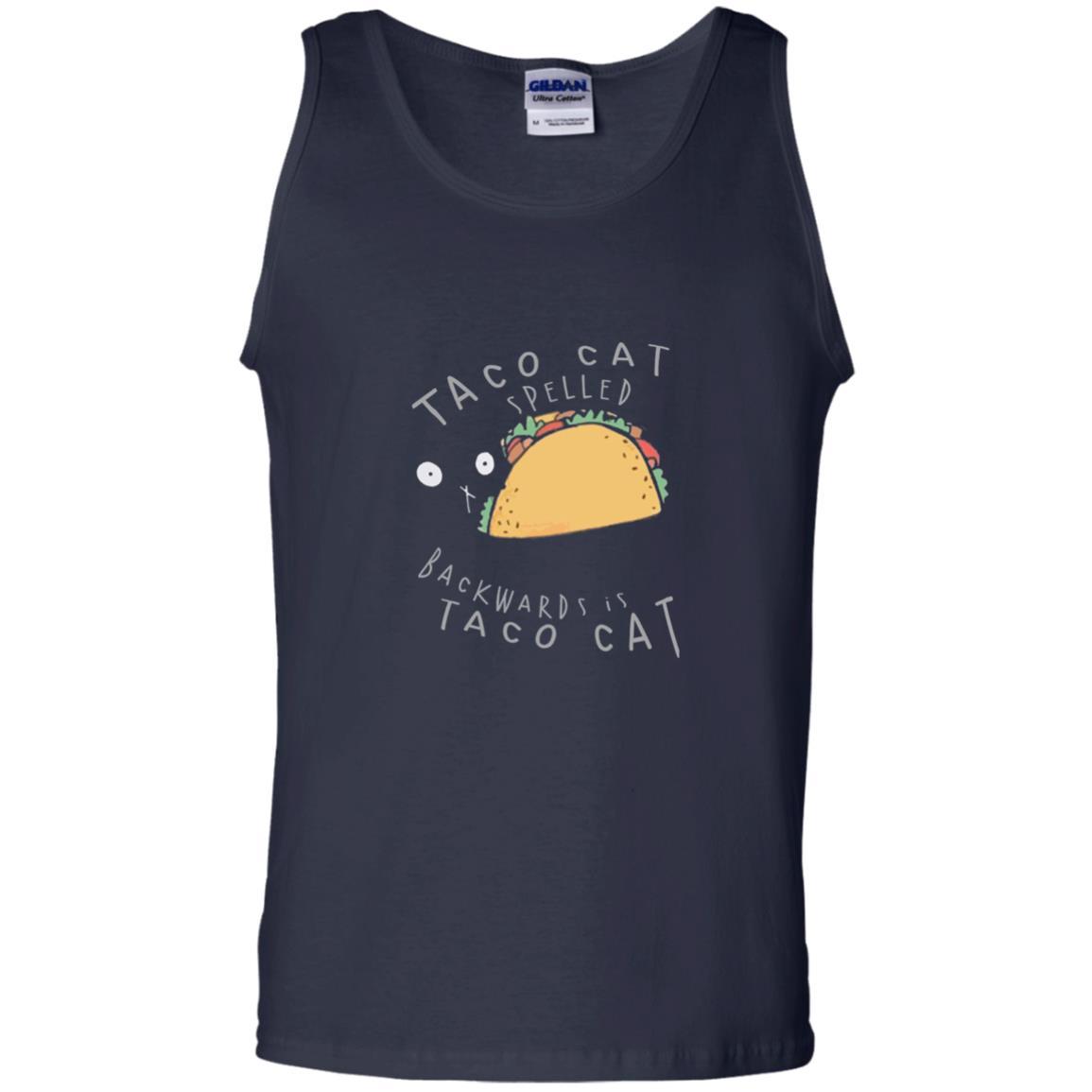 Cat Lovers T-shirt Taco Cat Spelled Backward Is Taco Cat Navy