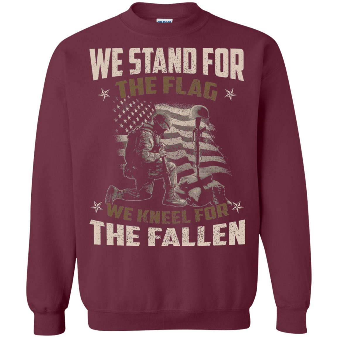 Veteran T-shirt We Stand For The Flag, We Kneel For The Fallen Maroon