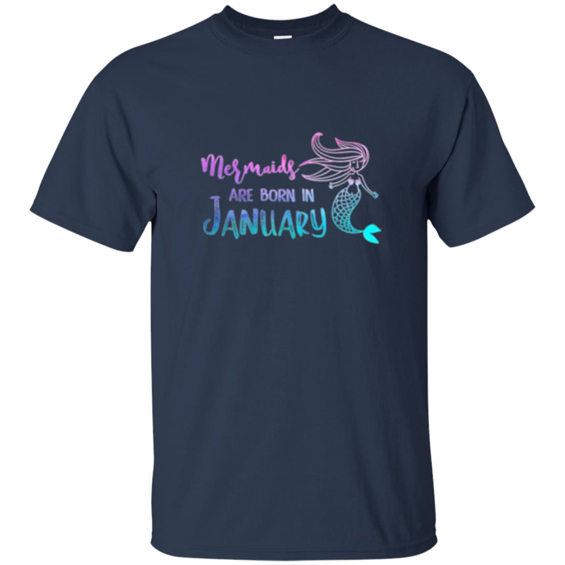 Mermaids Are Born In January Birthday T-shirt Navy