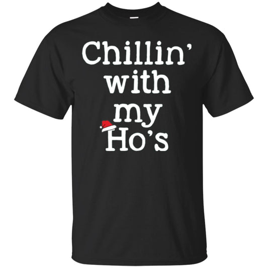 Christmas T-shirt Chillin With My Ho_s Black