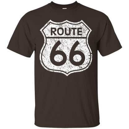 Historical Route 66 Distressed Vintage Look T-shirt Dark Chocolate