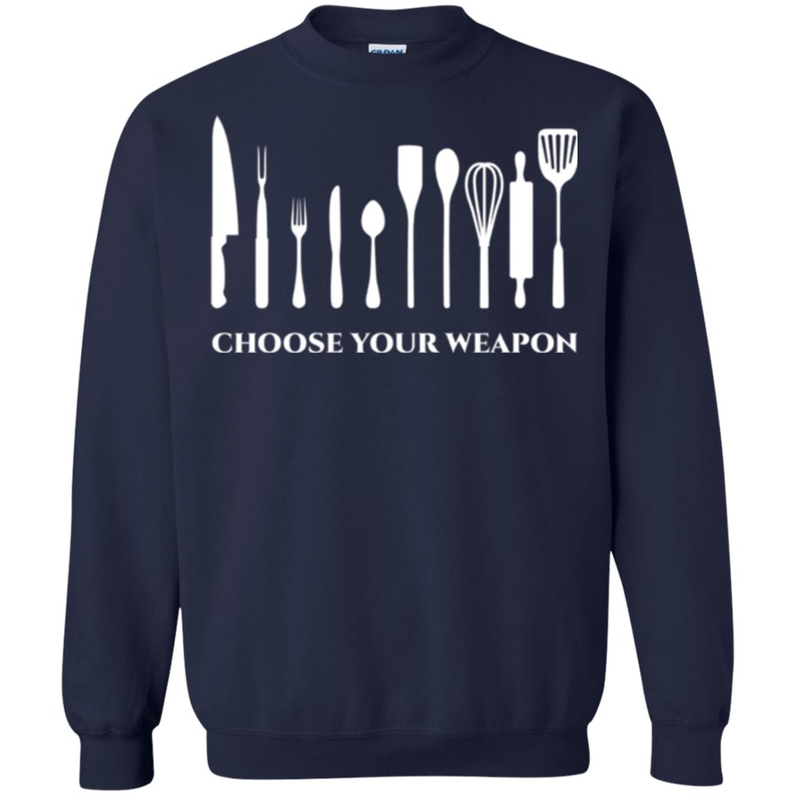 Chef Kitchen Cutlery T-shirt Choose Your Weapon Navy