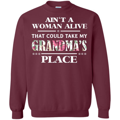 Ain't A Woman Alive That Could Take My Grandma's Place Grandchild Shirt Maroon