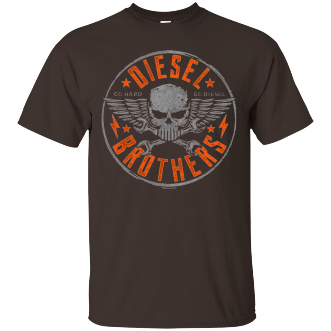Skull Cross Wrench T-shirt Diesel Brothers Go Hard Go Diesel Dark Chocolate