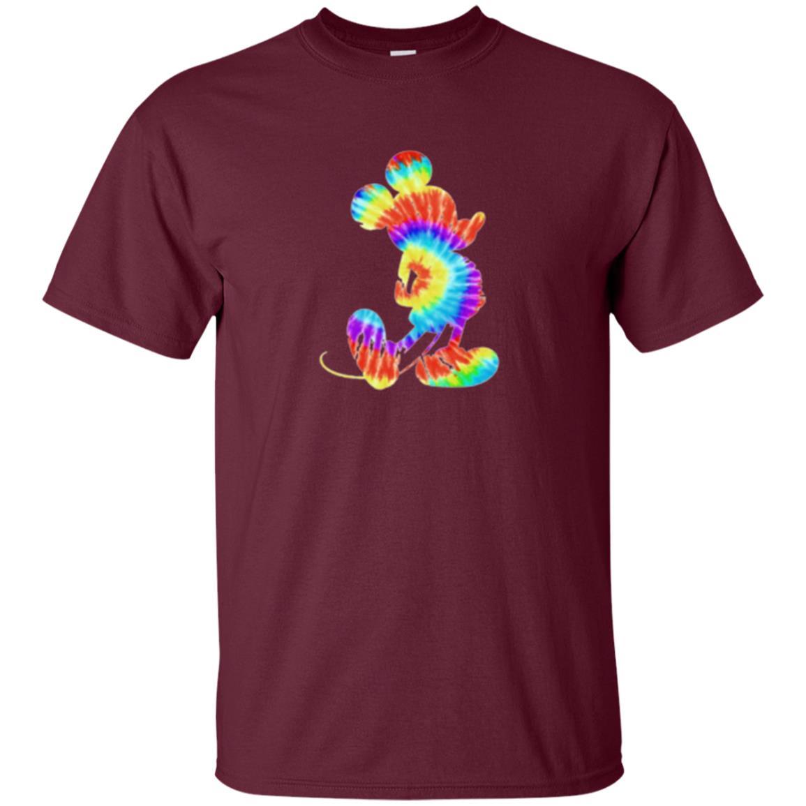 Cartoon T-shirt Tie-dye Mickey Mouse T-shirt Maroon
