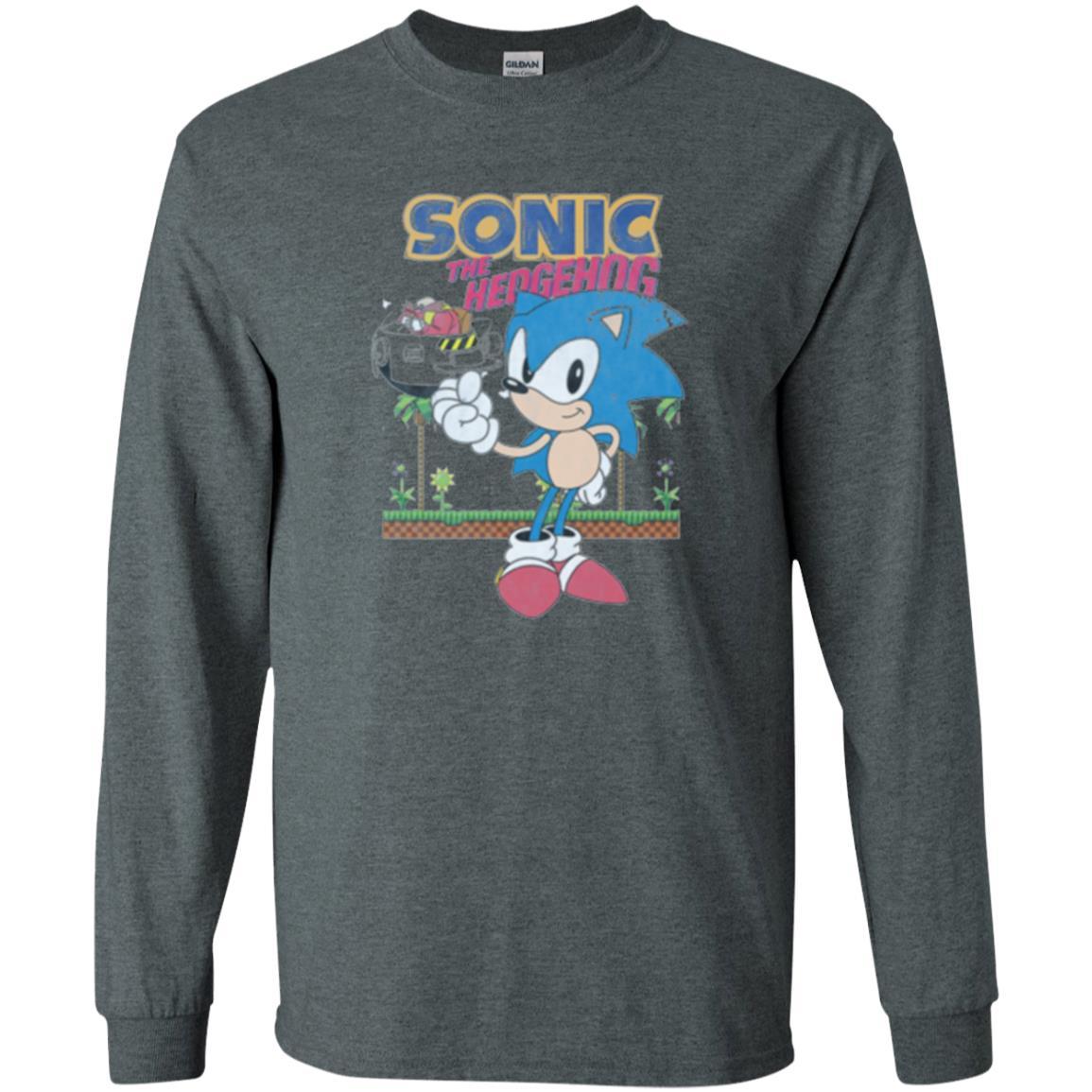 Gamer T-shirt Sega Sonic The Hedgehog Battles Dr. Eggman Robotnik Dark Heather