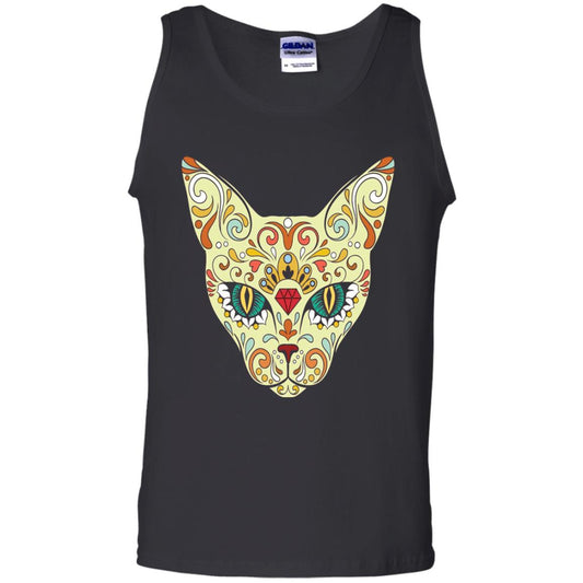 Cat Sugar Skull Design T-shirt Black