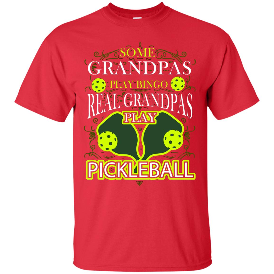 Real Grandpas Play Pickleball Cool Pickleball Shirt For Papa Red