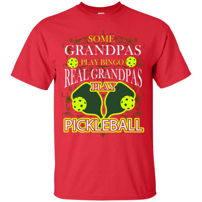 Real Grandpas Play Pickleball Cool Pickleball Shirt For Papa Red
