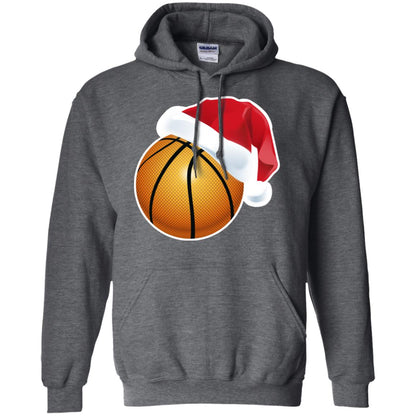 Basketball With Santa Claus Hat X-mas Shirt For Basketball Lovers Dark Heather