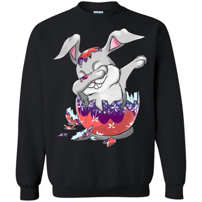 Funny Dabbing Bunny T-shirt For Kids Easter Gift Black