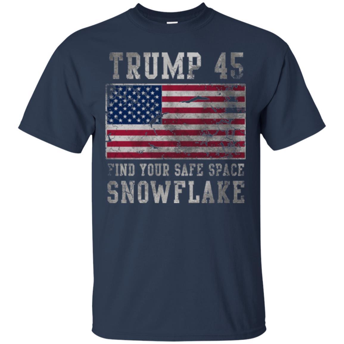 Trump 45 Find Your Safe Space Snowflake T-shirt Navy