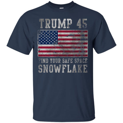 Trump 45 Find Your Safe Space Snowflake T-shirt Navy