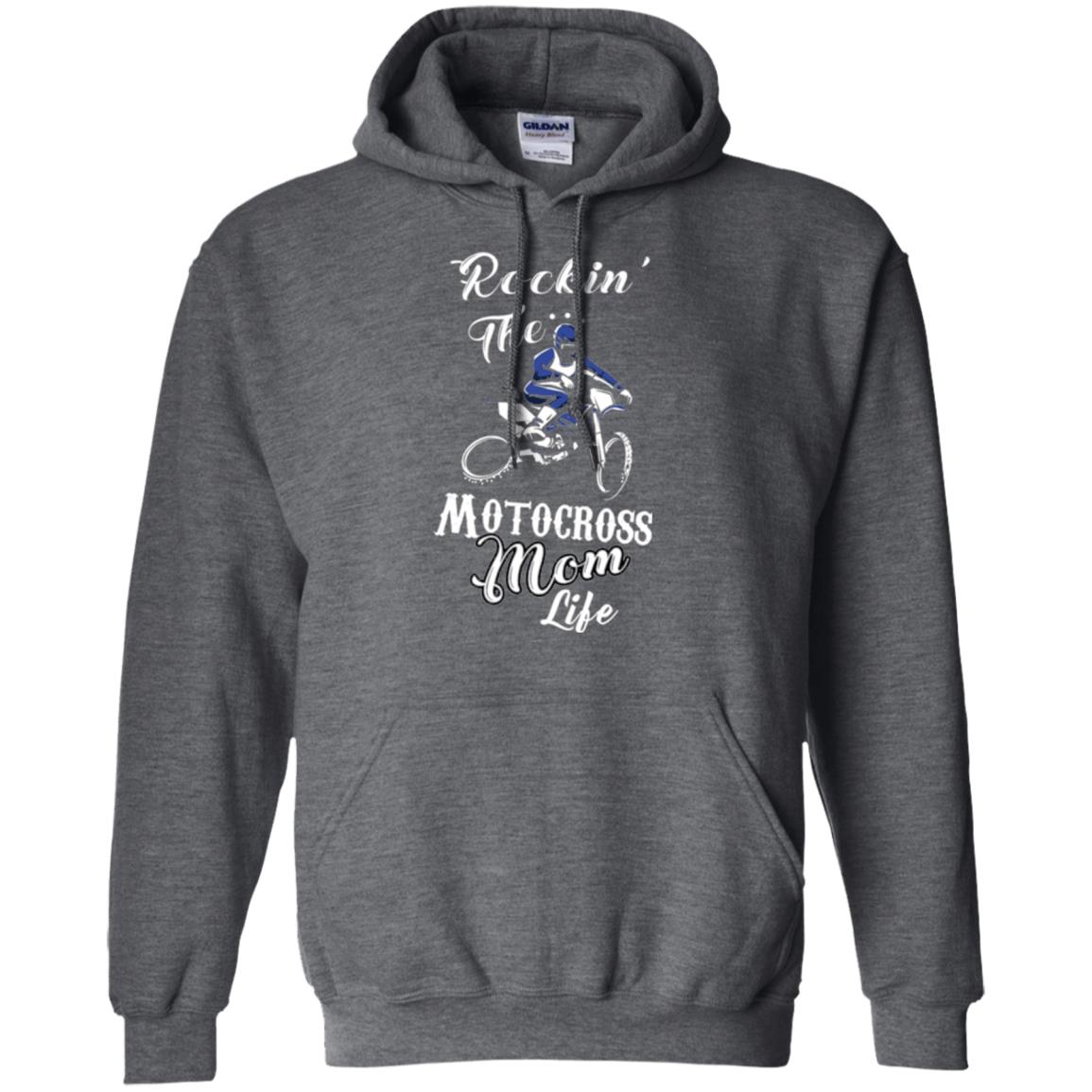 Rocking The Motocross Mom Life Mommy T-shirt Dark Heather