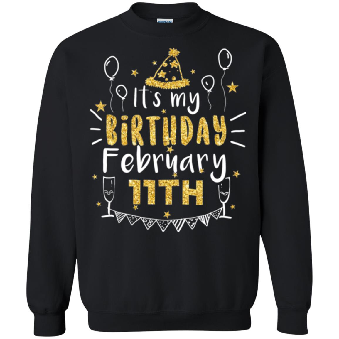 Birthday February 11th Party T-shirt It_s My Birthday Black