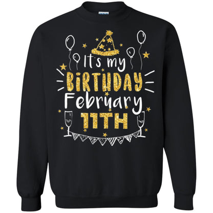 Birthday February 11th Party T-shirt It_s My Birthday Black