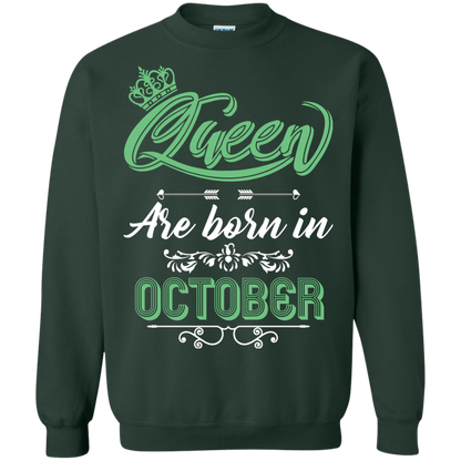 Brithday T-Shirt Queen Are Born In October Forest Green