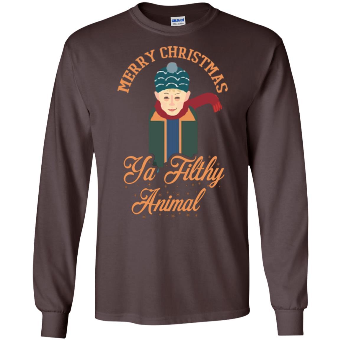 Christmas T-shirt Merry Christmas Ya Filthy Animal Dark Chocolate