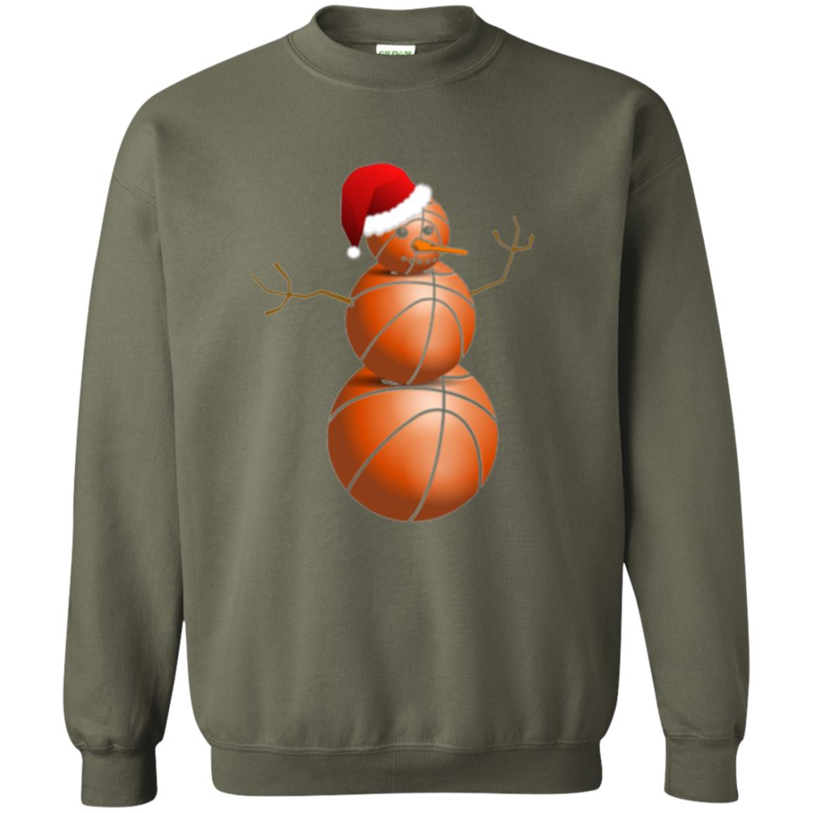 Christmas T-shirt Basketball Snowman Military Green
