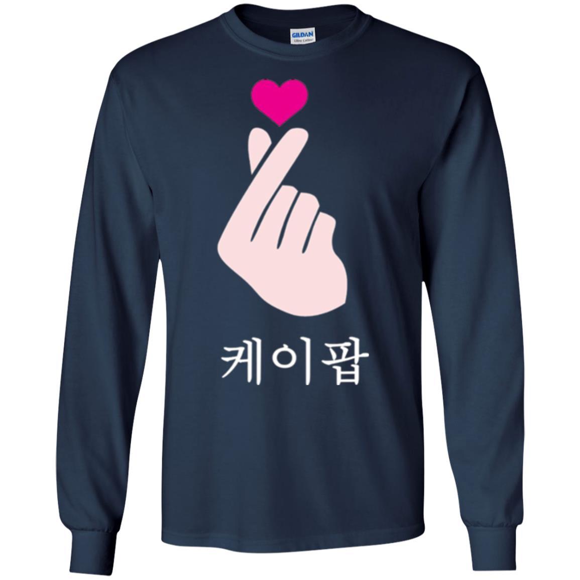 K-pop T-shirt Hand Symbol Cute Korean Music Navy