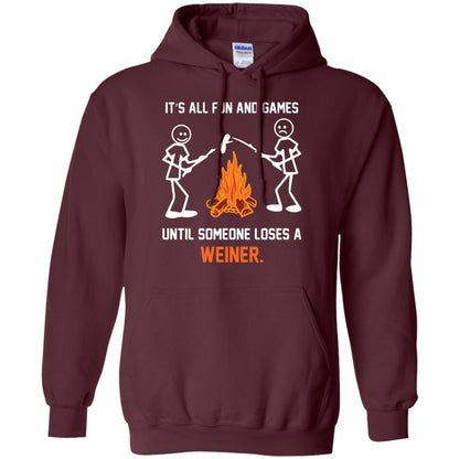 Camper T-shirt It’s All Fun And Games Until Someone Loses A Weiner Maroon