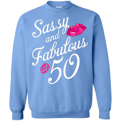 50th Birthday T-shirt Sassy And Fabulous At 50 Carolina Blue