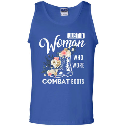 Just A Woman Who More Combat Boots Female Veteran T-shirt Royal