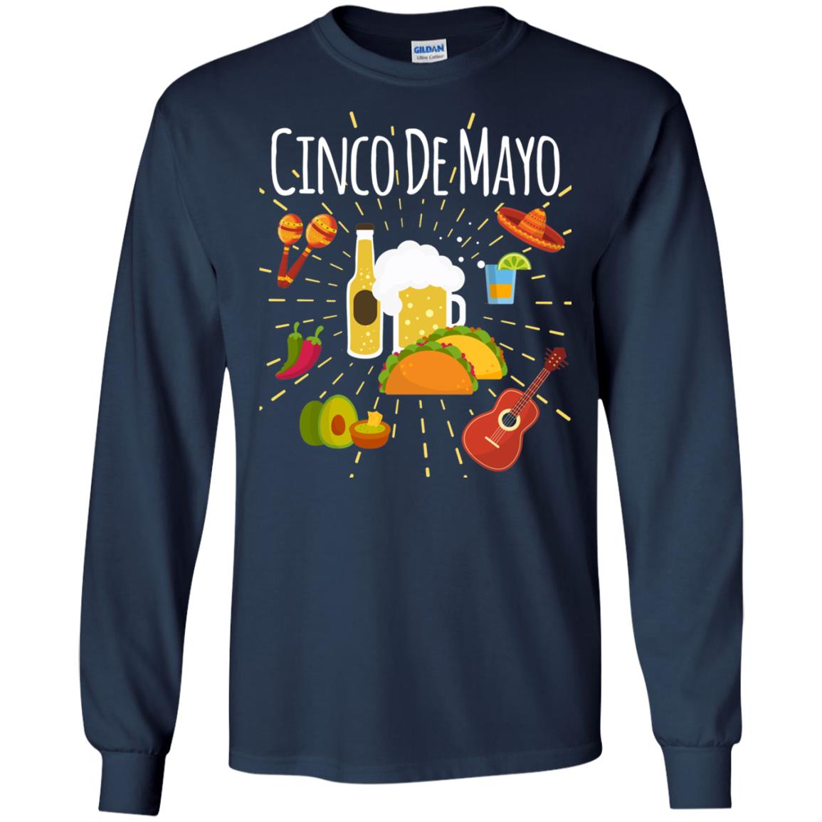 Cinco De Mayo Beer Tacos Guitar Mexico Shirt Navy