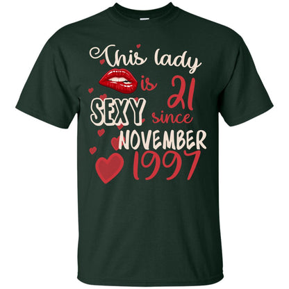 This Lady Is 21 Sexy Since November 1997 21st Birthday Shirt For November Womens Forest
