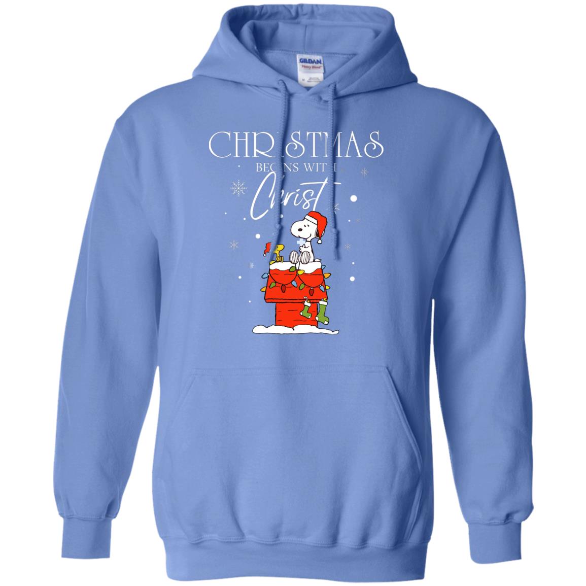 Christmas Begins With Christ Shirt Carolina Blue