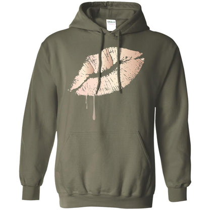 Rose Gold Dripping Lips T-shirt Military Green