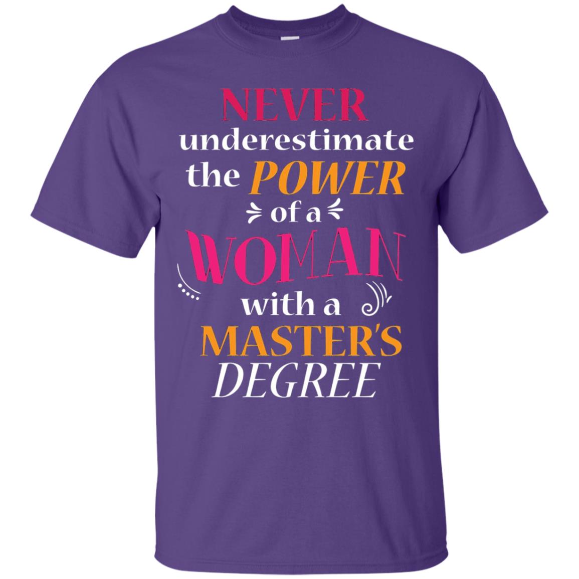 Funny Masters Degree T-shirt Never Underestimate The Power Purple